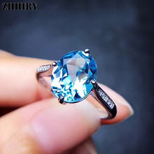 ZHHIRY Genuine Natural Blue Topaz Ring 925 Sterling Silver For Women Real Gemstone Rings Fine Jewelry 2024 - buy cheap