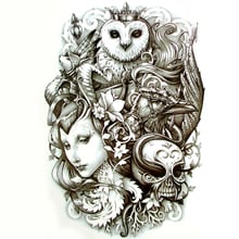 3pcs king Owl  temporary Body Arts flash tattoo Arm skull Waterproof temporary tattoo sticker henna tattoo tatoo Taty tatto 2024 - buy cheap