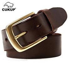 CUKUP Top Quality Solid 100% Cow Skin Leather Belts Brass Pin Buckle Metal Belt for Men Fancy Vintage Jeans Accessories NCK289 2024 - buy cheap