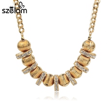 Szelam Gold Color Chain Chocker Necklaces Pendants Ethnic Rhinestone Crystal Beads For Women Sne150821 2024 - buy cheap