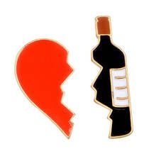 Lovers Heart Bottle Enamel Brooch Pins for Women Man Suit Jewelry Gold Color Denim jacket Badge Collar Lapel Pins 2pcs Brooches 2024 - buy cheap