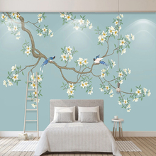 Papel pintado 3D de flores y pájaros clásicos modernos, murales de pared para sala de estar, estudio, decoración del hogar, autoadhesivo, pegatina impermeable 3D 2024 - compra barato