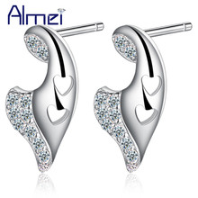 Almei 15%Off Aniversary Gift Wings Earrings Stud For Women Micro Pave Crystal Silver Color Earring Jewelry Friends Fashion R335 2024 - buy cheap