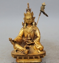 7" Tibet Tibetan Buddhism Seat Brass Guru Rinpoche Padmasambhava Buddha Statue 2024 - buy cheap