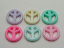 50 Mixed Pastel Color Acrylic Peace Sign Beads Charms 20mm 2024 - buy cheap