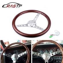 RASTP-15inch 380mm Steering Wheel Classic Sport Wooden Grain Silver Brushed Spoke Chrome Steering Wheel RS-STW015-A 2024 - buy cheap