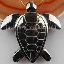 Free Shipping Black Non-Magnetic Hematite Turtle Pendant Bead 1Pcs FC2731 2024 - buy cheap