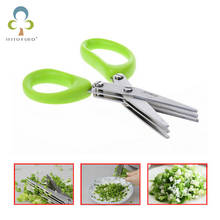 3 Layers Multi-functional Stainless Steel Kitchen Knives Scissors Sushi Shredded Scallion Cut Herb Spices Scissors GYH 2024 - buy cheap