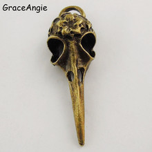 Male Jewelry DIY Necklace Punk Charms 38MM Bronze Skull Bird Head Pointed Mouth Pendant Handmade Crafts Vintage Jewelry Finding 2024 - buy cheap