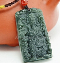 Pingente lindo e natural de jade hetian, pingente da sorte guangong com colar grátis, joia fina 2024 - compre barato
