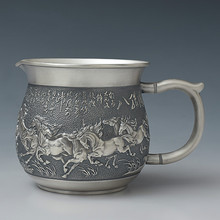 Чистое серебро 999 элегантный Теплоизоляционный кунг-фу чаша чайная посуда серебряный чай морской бытовой изысканный старый серебряный чайный сепаратор набор 2024 - купить недорого