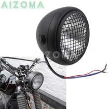 Motorcycle Retro Solid Headlight 60/55W P43T Bulb Headlamp Mesh Grill Cover Head Lights for Harley Chopper Cafe Racer Scrambler  2024 - buy cheap