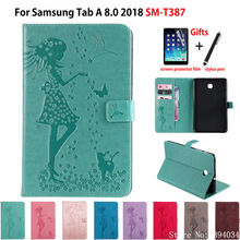 Capa para samsung galaxy tab a 8.0 t387 t387v, capa com suporte de pelúcia em relevo + stylus + película 2024 - compre barato