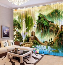 Luxury Blackout 3D Window Curtain For Living Room green High mountain curtains 2024 - buy cheap