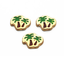 Hot Sale 20 pcs/lot Metal Enamel Coconut Tree Gold Floating Charms For DIY Living Glass Lockets Necklace Jewelry 2024 - buy cheap