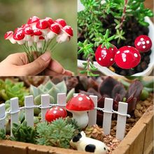 10 pcs Mini Red Mushroom Miniature Plant Pots Landscape Bonsai Fairy DIY Dollhouse Decoration Garden Ornament 2024 - buy cheap