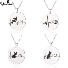 Yiustar Fashion Stainless Steel Chihuahua Dog Necklace Pendants Animal Jewelry Print Cute Cartoon with Heartbeat Wave bijoux 2024 - buy cheap