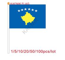 KAFNIK ,10/20/50/100pcs Kosovo Fabric Hand Flags of the Country World Custom Banner with Poles for Football Club Soccer Fans 2024 - buy cheap