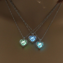 2021 New Hot Heart Glowing Necklace Hollow Luminous Stone Necklace Gem Charm Jewelry Silver Plated Women Halloween Fashion Gift 2024 - buy cheap