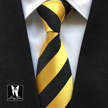 Corbata Formal para hombre, Top tejido a rayas diagonales, color negro y amarillo 2024 - compra barato