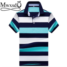 Mwxsd brand  Men's summer Casual Striped Polo Shirt men slim fit cotton short sleeve polo shirts male blue polo shirt m-5xl 2024 - buy cheap