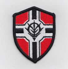 Cor de fundo vermelho design 100% bordado gundam zeon bandeira do exército militar tático moral bordado remendo emblemas b2462 2024 - compre barato