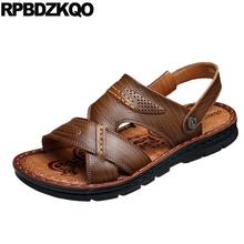 2021 Strap Waterproof Slides Shoes Flat Water Casual Fashion Plus Size Outdoor Men Sandals Leather Summer Slippers Large 45 2024 - buy cheap