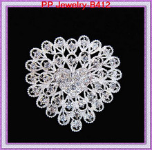 Ceap-broche de boda romántico, cristal Chapado en plata, diamantes de imitación, corazón encantador, precio al por mayor (60 unids/lote) 2024 - compra barato