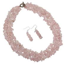 YACQ-gargantilla de Plata de Ley 925 de cuarzo rosa, collar de capas anchas, Pendientes colgantes, conjunto de joyería, regalos para mujeres, mamá, chica adolescente 2024 - compra barato