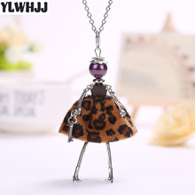 2017 new women leopard dress cute doll maxi necklace fashion alloy princess Long Pendant necklace girls baby statement Jewelry 2024 - buy cheap