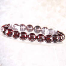 Free Shipping Fine Jewelry Stretch Red Round Beads 6MM AA 100% Natural Garnet Bracelet 7" with Box 1Pcs J030 2024 - buy cheap