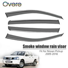 Overe novo 1 conjunto janela de fumaça chuva viseira para nissan pickup 2009-2018 carro-estilo abs ventilação defletores sol guarda acessórios 2024 - compre barato
