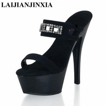 LAIJIANJINXIA New Women Slippers Summer 15cm High Heels Shoes Woman Flip Flops Fashion Platform Female Slides Ladies Shoes H-100 2024 - buy cheap