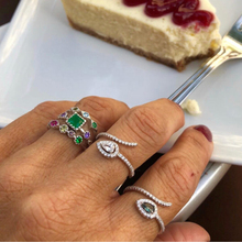 adjustable rings 2018 top quality jewelry tear drop birthstone green blue red white pear shape open adjust knuckle ring 2024 - buy cheap