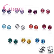 20PCS/Lot Colorful CZ Crystal Stud Earrings Sparkling 925 Sterling Silver Cubic Zirconia Stone Wedding Jewelry for Women Girls 2024 - buy cheap