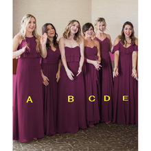 Long Bridesmaid Dresses Country Convertible Chiffon Sleeveless Floor Length Party Cocktail Wedding Guest Dress 2024 - buy cheap