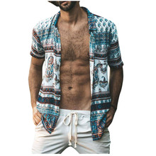 Men Shirt Summer Mens Multi Color Lump Chest Pocket Short Sleeve Round Hem Loose Shirts Blouse Shirt Men Casual 2024 - buy cheap