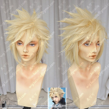 Final Fantasy VII 7 Cloud Strife, peluca de pelo corto para Cosplay de Rubio Dorado + gorro de peluca 2024 - compra barato