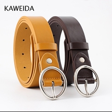 KAWEIDA Trending 2018 Female Thin Solid PU Leather Circle Pin Buckle Belts Ladies Casual Waist Belt for Women's Jeans Waistband 2024 - buy cheap