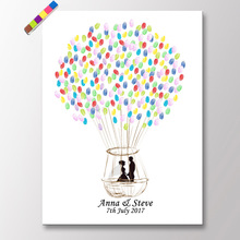 New Arrival Hot Air Balloon Wedding Party Fingerprint Tree Signature Book Canvas Painting With Ink Pad Bride Groom Wedding Gift 2024 - buy cheap