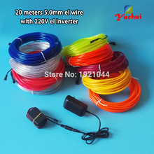 10 Colors Choice 20Meters 5.0mm LED Glowing wire EL Wire LED Thread Neon Light Rope Powered By 220V For House Party Decoration 2024 - buy cheap