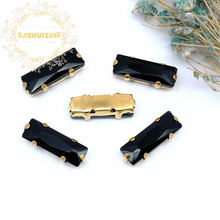 Cristal para coser diamantes de imitación con garra dorada en miniatura, accesorios de vestido de novia Diy, 5x10, 5x15, negro, rectangular, envío gratis 2024 - compra barato