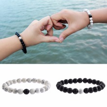 1Pcs Couple Distance Hot Bracelet Classic Natural Stone White and Black Yin Yang Beaded Bracelets for Men Women Best Friend 2024 - buy cheap