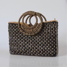 Hand Basket Shopping Straw Bag Zipper Bali Island Hand Woven Beach Bag Butterfly Buckle Straw Bag Satchel Wind Bohemia Beach Bag 2024 - buy cheap