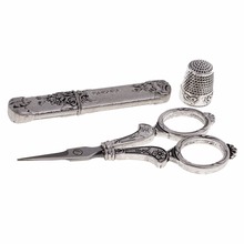 Professional European Vintage SilverTailor Scissors Kit Thimble Needle Case Sewing Embroidery Cross Stich Household Home Tool 2024 - buy cheap
