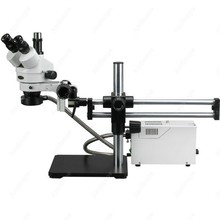 Microscopio Trinocular de fibra óptica, suministros de AmScope 3.5X-180X, microscopio estéreo Trinocular de fibra óptica con soporte de bola 2024 - compra barato