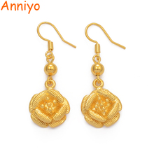 Anniyo Gold Flower Earrings for Women Girl Gold Color Flowers Jewelry Arab African Birthday Party Gifts #067204 2024 - buy cheap