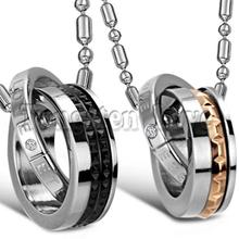 COLLAR COLGANTE de doble círculo para hombre y mujer, joyería de amor eterno, color negro, oro rosa, pareja, nuevo 2024 - compra barato