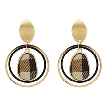 Elegant New Fashion Gold Metal Copper Alloy Double Circles Hanging Pendant Dangle Earrings Three Layer Drop Earrings Night Club 2024 - buy cheap