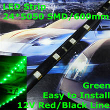 Stock Shipping New 12V Car LED Decoration Soft Strip 600mm Green Color(24*5050 SMD) For Out/In Door Signal Atmosphere Light 2024 - buy cheap